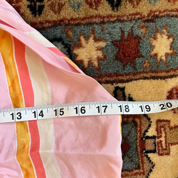 Club Monaco Silk Amirra midi dress striped pink orange tent high neck tie 4 - Picture 4 of 10